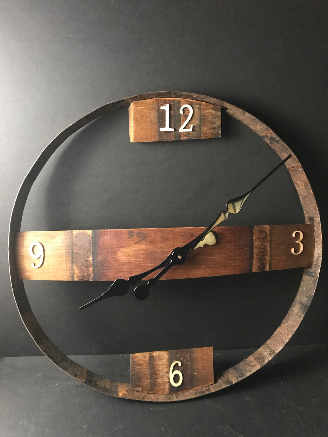 Live Edge Wine Barrel Ring and Stave Clock