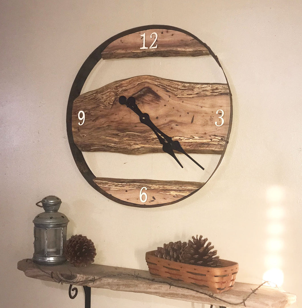 Live Edge Whisky Barrel RIng Clock