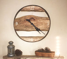 Load image into Gallery viewer, Live Edge Whisky Barrel RIng Clock
