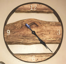 Load image into Gallery viewer, Live Edge Whisky Barrel RIng Clock
